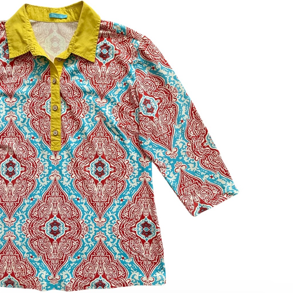 J. Mclaughlin Damask Printed Collared Catalina Cl… - image 2